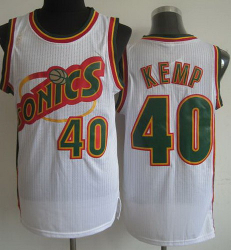 Seattle SuperSonics 40 Shawn Kemp White Hardwood Classics Revolution 30 NBA Jerseys