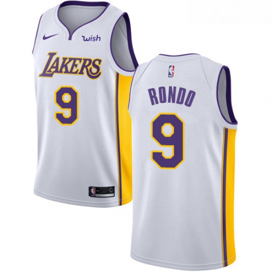 Womens Nike Los Angeles Lakers 9 Rajon Rondo Swingman White NBA Jersey Association Edition