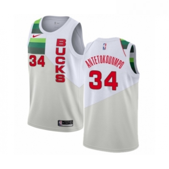 Womens Nike Milwaukee Bucks 34 Giannis Antetokounmpo White Swingman Jersey Earned Edition