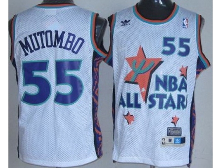 Denver Nuggets 55 Dikembe Mutombo White 95 All Star NBA Jerseys