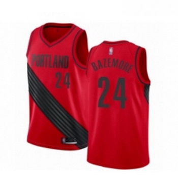 Womens Portland Trail Blazers 24 Kent Bazemore Swingman Red Basketball Jersey Statement Edition