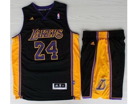 Los Angeles Lakers 24 Kobe Bryant Black Revolution 30 Swingman NBA Jerseys Shorts Suits Purple Numbe