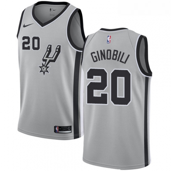 Womens Nike San Antonio Spurs 20 Manu Ginobili Swingman Silver Alternate NBA Jersey Statement Editio