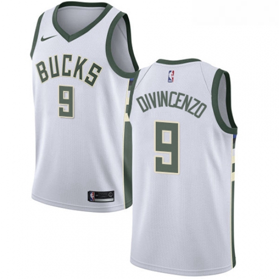 Womens Nike Milwaukee Bucks 9 Donte DiVincenzo Swingman White NBA Jersey Association Edition