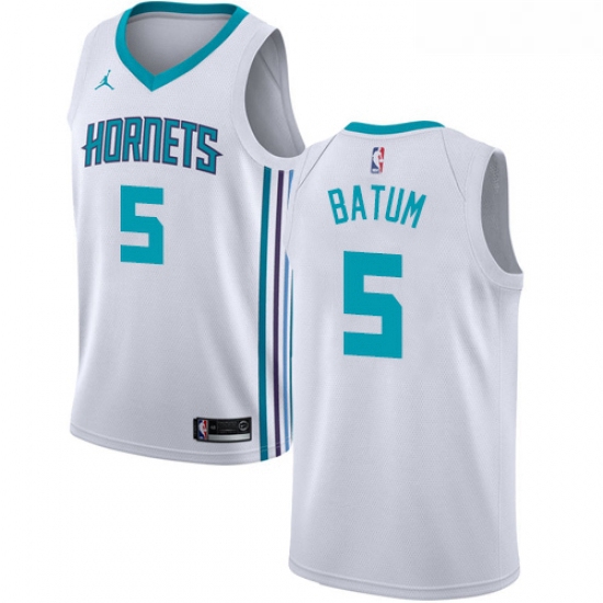 Womens Nike Jordan Charlotte Hornets 5 Nicolas Batum Swingman White NBA Jersey Association Edition