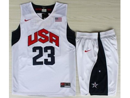 USA Basketball #23 Kyrie Irving White Jersey & Shorts Suit