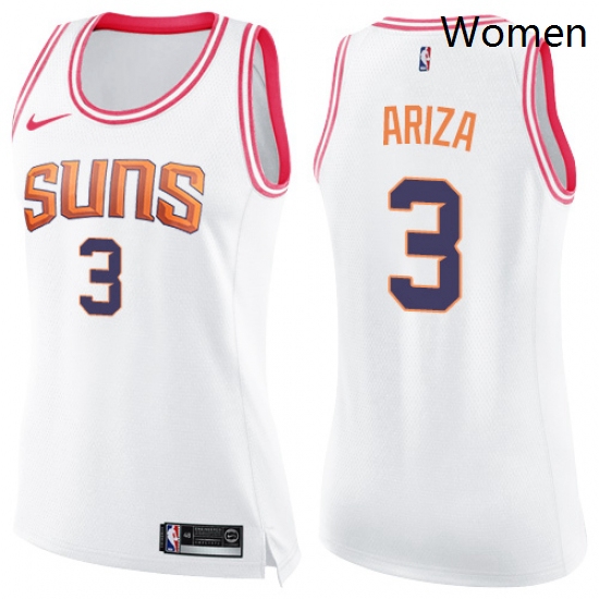 Womens Nike Phoenix Suns 3 Trevor Ariza Swingman White Pink Fashion NBA Jersey