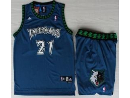 Minnesota Timberwolves 21 Kevin Garnett Blue Hardwood Classics Revolution 30 NBA Jersey Short Suits