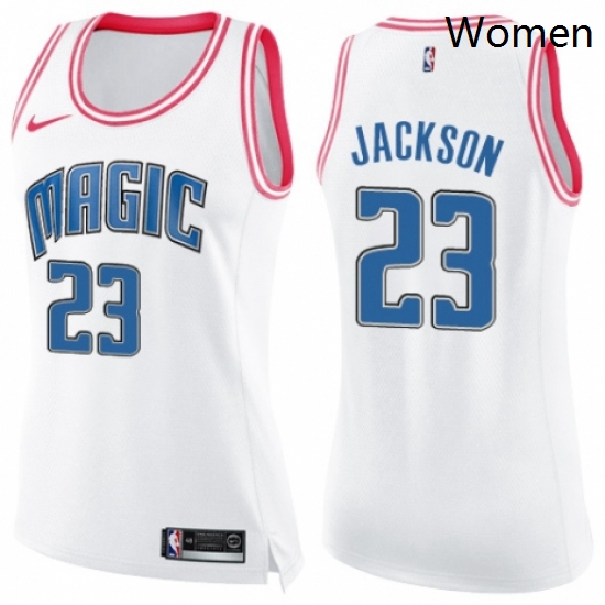 Womens Nike Orlando Magic 23 Justin Jackson Swingman WhitePink Fashion NBA Jersey