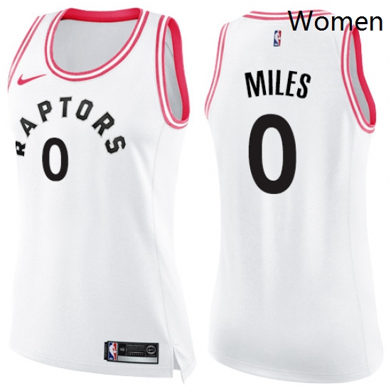 Womens Nike Toronto Raptors 0 CJ Miles Swingman WhitePink Fashion NBA Jersey