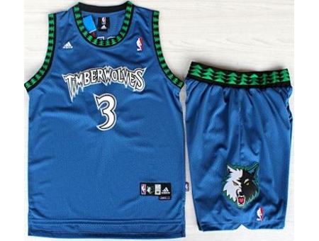 Minnesota Timberwolves 3 Stephon Marbury Blue Swingman NBA Jerseys Short Suits