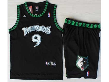 Minnesota Timberwolves 9 Ricky Rubio Black Swingman NBA Jerseys Short Suits