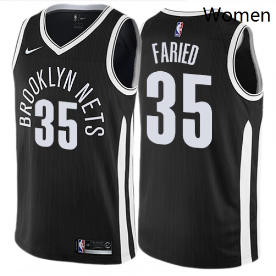 Womens Nike Brooklyn Nets 35 Kenneth Faried Swingman Black NBA Jersey City Edition