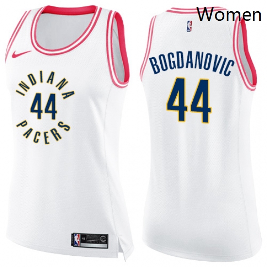 Womens Nike Indiana Pacers 44 Bojan Bogdanovic Swingman WhitePink Fashion NBA Jersey