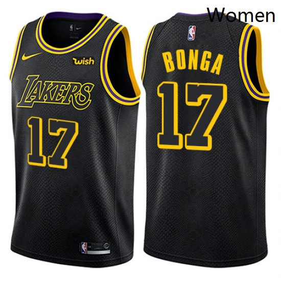 Womens Nike Los Angeles Lakers 17 Isaac Bonga Swingman Black NBA Jersey City Edition