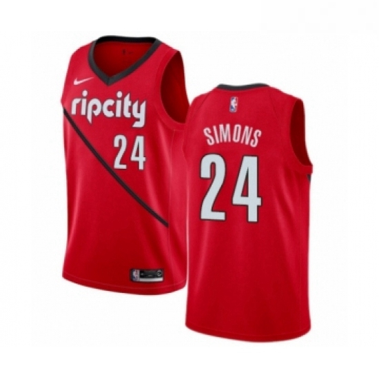 Womens Nike Portland Trail Blazers 24 Anfernee Simons Red Swingman Jersey Earned Edition