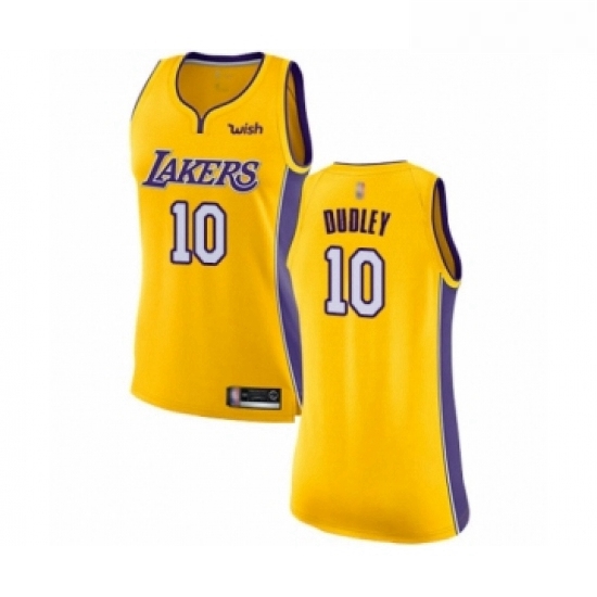 Womens Los Angeles Lakers 10 Jared Dudley Authentic Gold Basketball Jersey Icon Edition