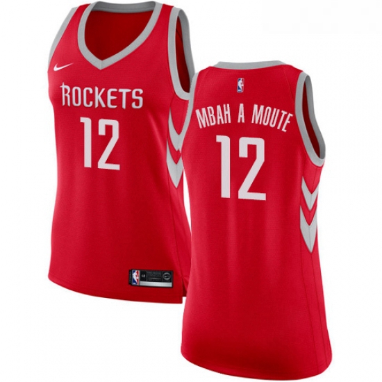 Womens Nike Houston Rockets 12 Luc Mbah a Moute Swingman Red Road NBA Jersey Icon Edition