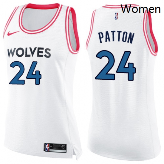 Womens Nike Minnesota Timberwolves 24 Justin Patton Swingman WhitePink Fashion NBA Jersey