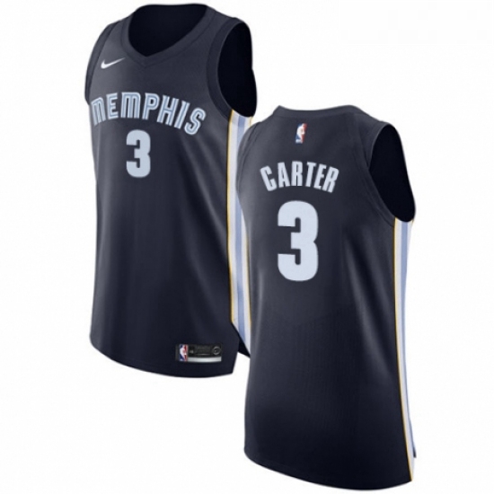 Womens Nike Memphis Grizzlies 3 Jevon Carter Authentic Navy Blue Road NBA Jersey Icon Edition