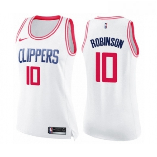 Womens Nike Los Angeles Clippers 10 Jerome Robinson Swingman Whi Pink Fashion NBA Jersey