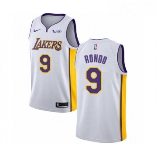 Womens Los Angeles Lakers 9 Rajon Rondo Authentic White Basketball Jersey Association Edition