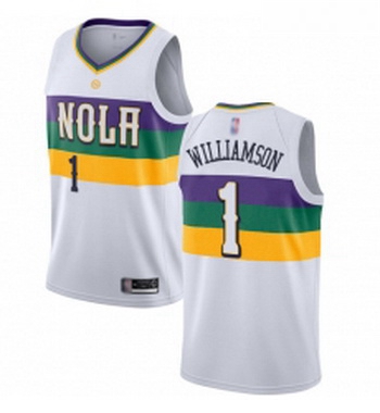 Womens Nike New Orleans Pelicans 1 Zion Williamson White NBA Swingman City Edition 2018 19 Jersey