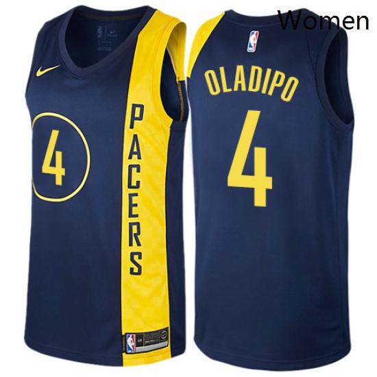 Womens Nike Indiana Pacers 4 Victor Oladipo Swingman Navy Blue NBA Jersey City Edition