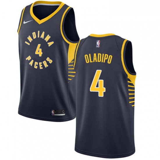 Womens Nike Indiana Pacers 4 Victor Oladipo Swingman Navy Blue Road NBA Jersey Icon Edition