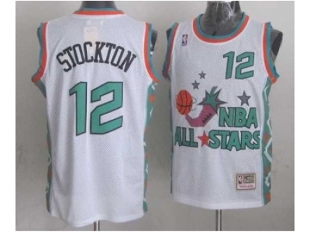 NBA 96 All Star #12 Stockton White Jerseys