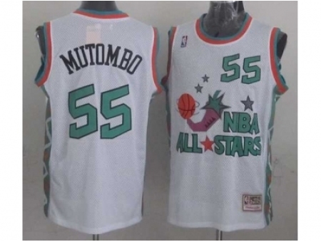 NBA 96 All Star #55 Mutombo White Jerseys