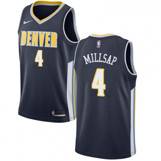 Womens Nike Denver Nuggets 4 Paul Millsap Authentic Navy Blue Road NBA Jersey Icon Edition