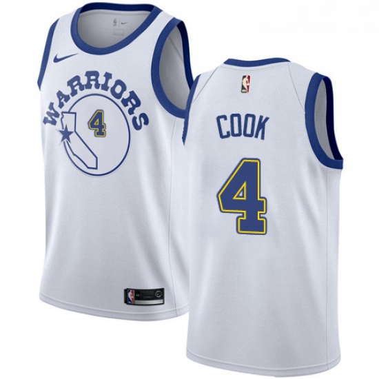 Womens Nike Golden State Warriors 4 Quinn Cook Swingman White Hardwood Classics NBA Jersey