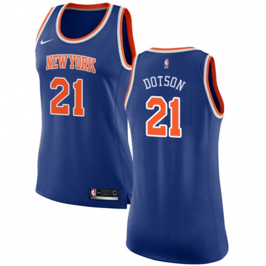Womens Nike New York Knicks 21 Damyean Dotson Swingman Royal Blu