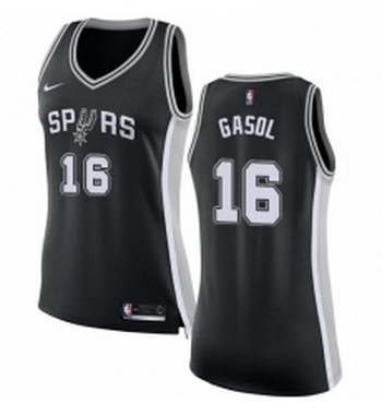 Womens Nike San Antonio Spurs 16 Pau Gasol Authentic Black Road 