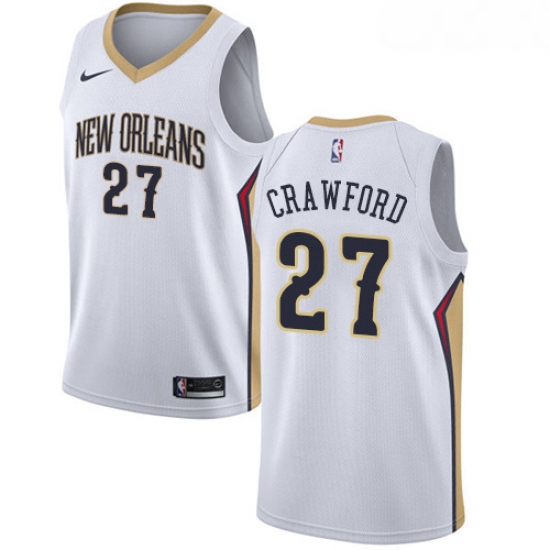 Womens Nike New Orleans Pelicans 27 Jordan Crawford Authentic White Home NBA Jersey Association Edit