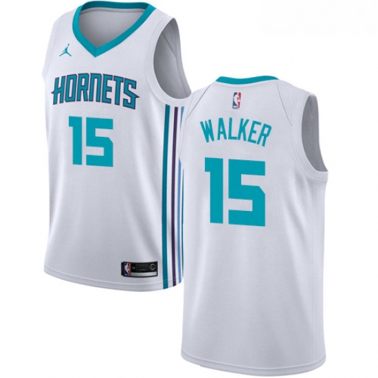 Womens Nike Jordan Charlotte Hornets 15 Kemba Walker Swingman White NBA Jersey Association Edition