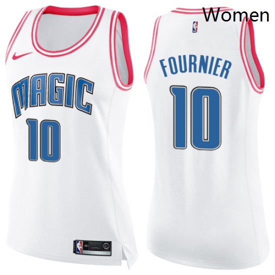 Womens Nike Orlando Magic 10 Evan Fournier Swingman WhitePink Fashion NBA Jersey