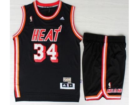 Miami Heat 34 Ray Allen Black Hardwood Classics Revolution 30 NBA Jerseys Short Suit