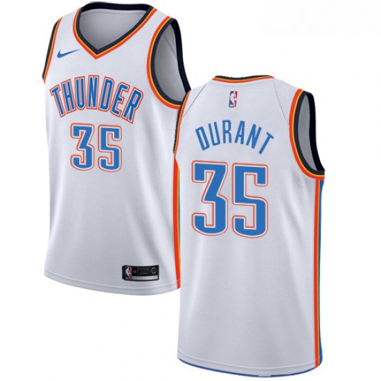 Womens Nike Oklahoma City Thunder 35 Kevin Durant Authentic White Home NBA Jersey Association Editio