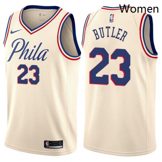 Womens Nike Philadelphia 76ers 23 Jimmy Butler Swingman Cream NBA Jersey City Edition