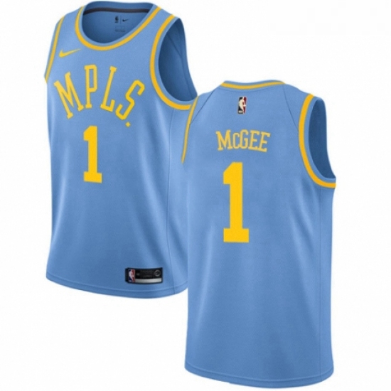 Womens Nike Los Angeles Lakers 1 JaVale McGee Authentic Blue Hardwood Classics NBA Jersey