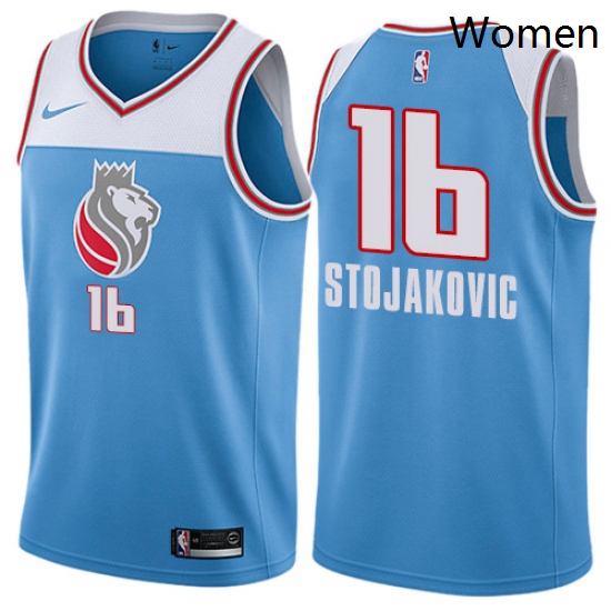 Womens Nike Sacramento Kings 16 Peja Stojakovic Swingman Blue NBA Jersey City Edition