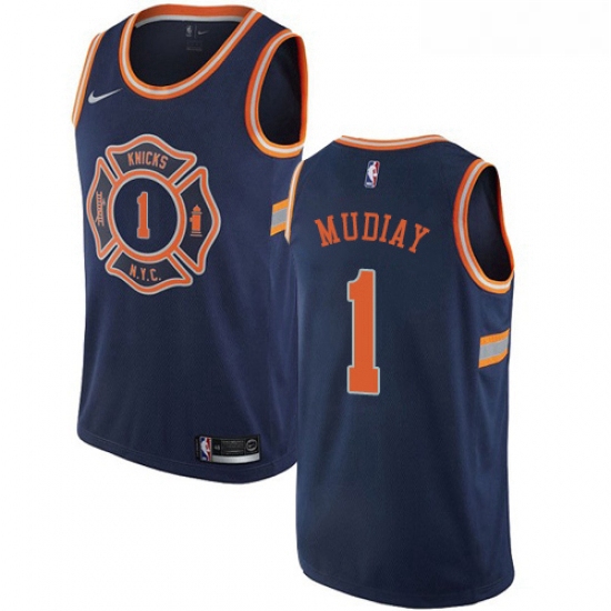 Womens Nike New York Knicks 1 Emmanuel Mudiay Swingman Navy Blue NBA Jersey City Edition