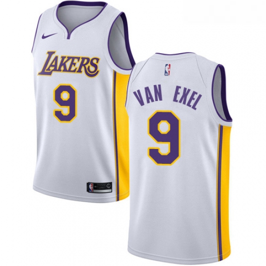 Womens Nike Los Angeles Lakers 9 Nick Van Exel Authentic White NBA Jersey Association Edition