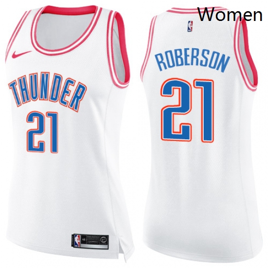 Womens Nike Oklahoma City Thunder 21 Andre Roberson Swingman WhitePink Fashion NBA Jersey