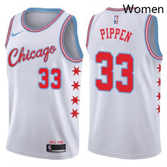 Womens Nike Chicago Bulls 33 Scottie Pippen Swingman White NBA Jersey City Edition