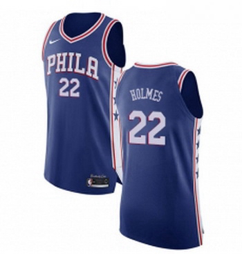 Womens Nike Philadelphia 76ers 22 Richaun Holmes Authentic Blue Road NBA Jersey Icon Edition