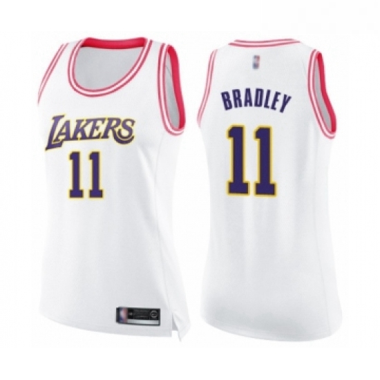 Womens Los Angeles Lakers 11 Avery Bradley Swingman White Pink Fashion Basketball Jersey