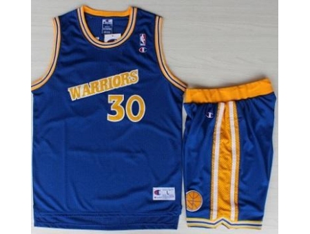 Golden State Warriors 30 Stephen Curry Blue Hardwood Classics NBA Jerseys Shorts Suits